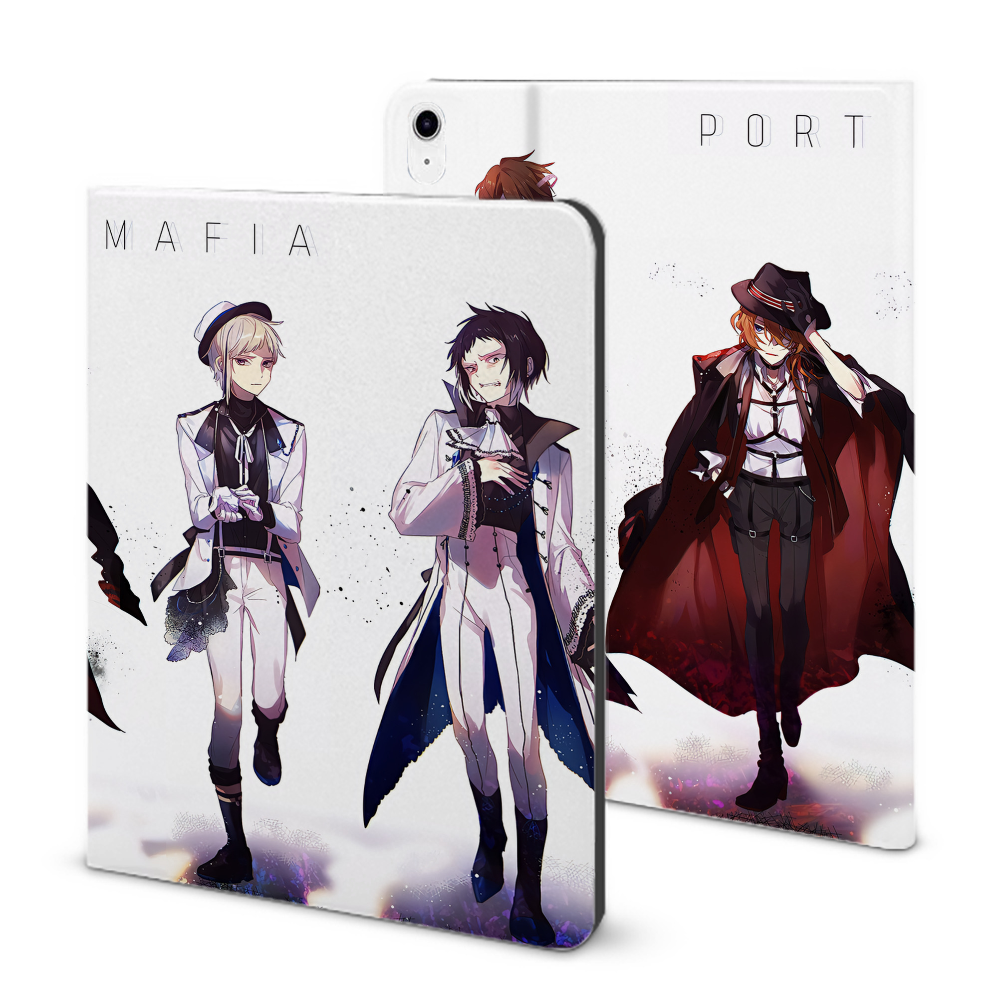 （画像用） 文豪ストレイドッグス Bungo Stray Dogs IPad ケース ブック型 PUレザー TPU 耐衝撃 軽量 薄型 ペン収納なし 全面保護 IPad 各モデル対応